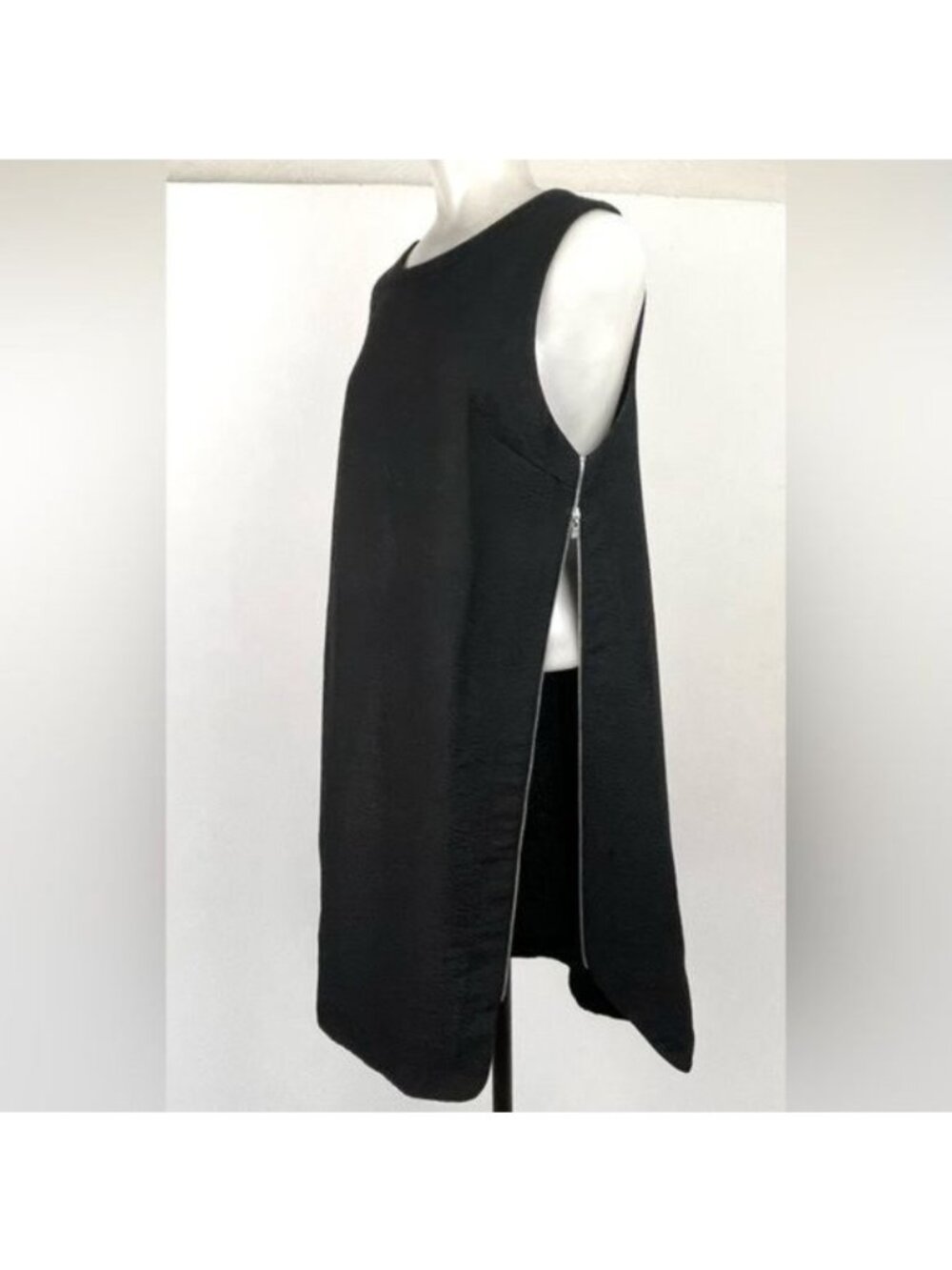 Robert Rodriguez shift mini dress/tunic Black Sleeveless Silver Side Zippers 6 - Picture 5 of 11